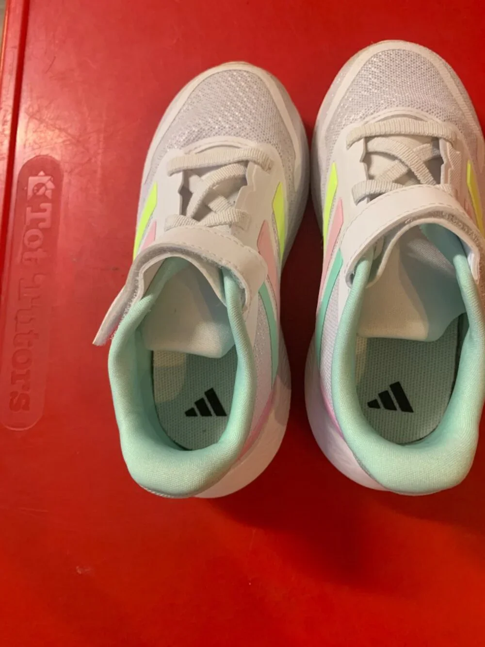 Girl's Size 9 White Velcro Adidas Tennis Shoes
